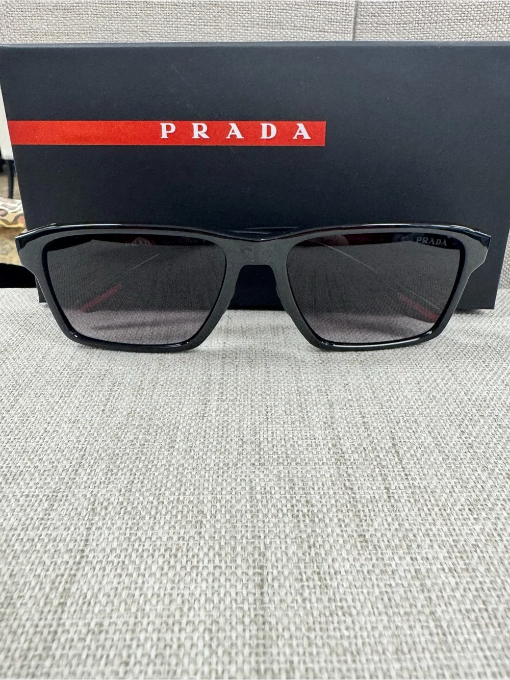 Prada Black Sunglasses with Dark Gray Lenses